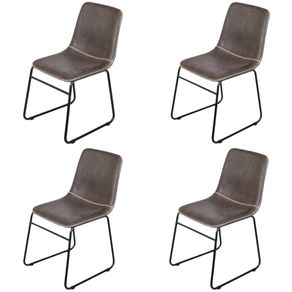 Kit 4 Cadeiras Verner Revestimento em Poliuretano -PU- Cafe Base Aco -5-